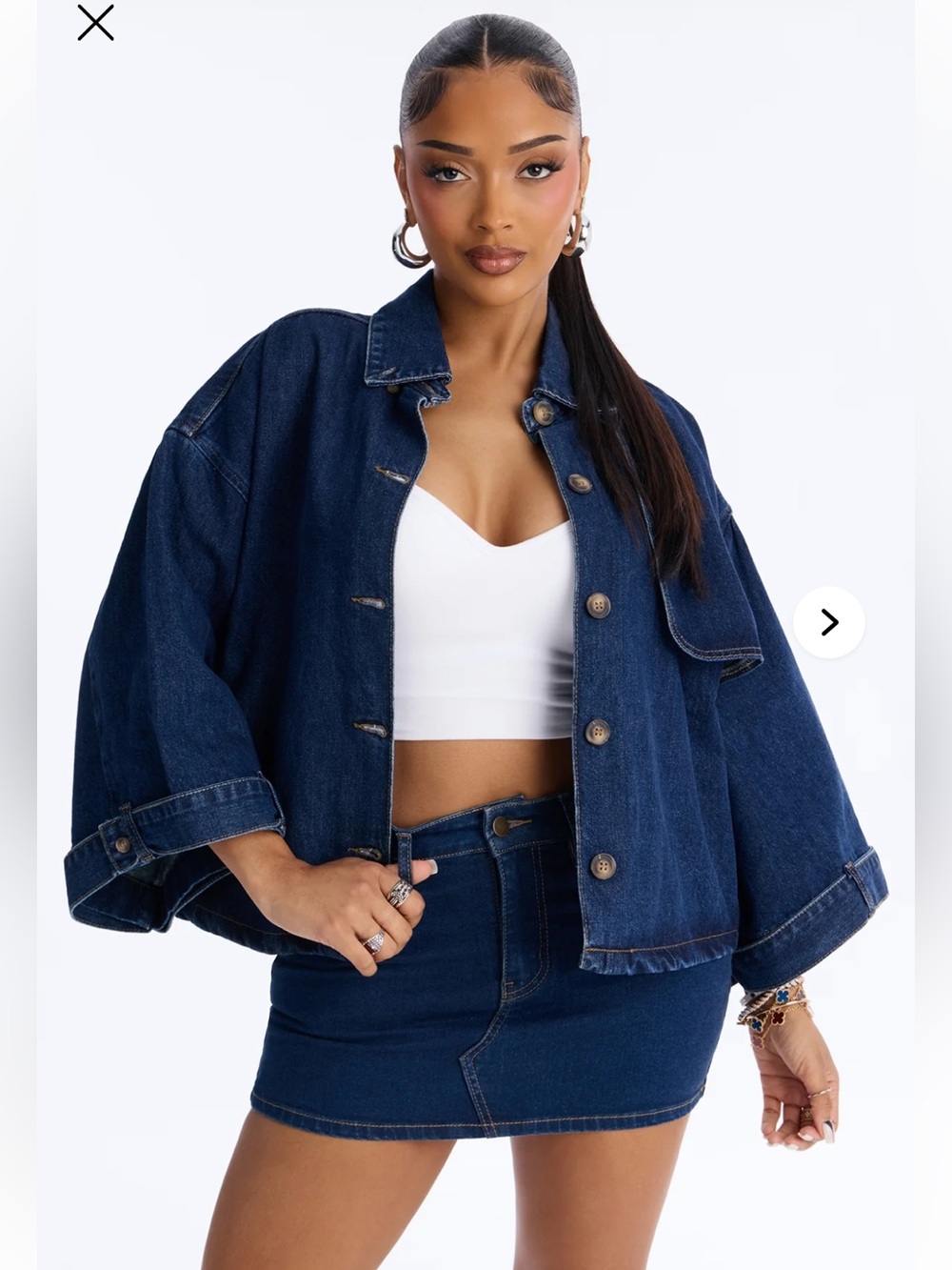 Dark Blue Denim Oversized Jacket Sz L nwt